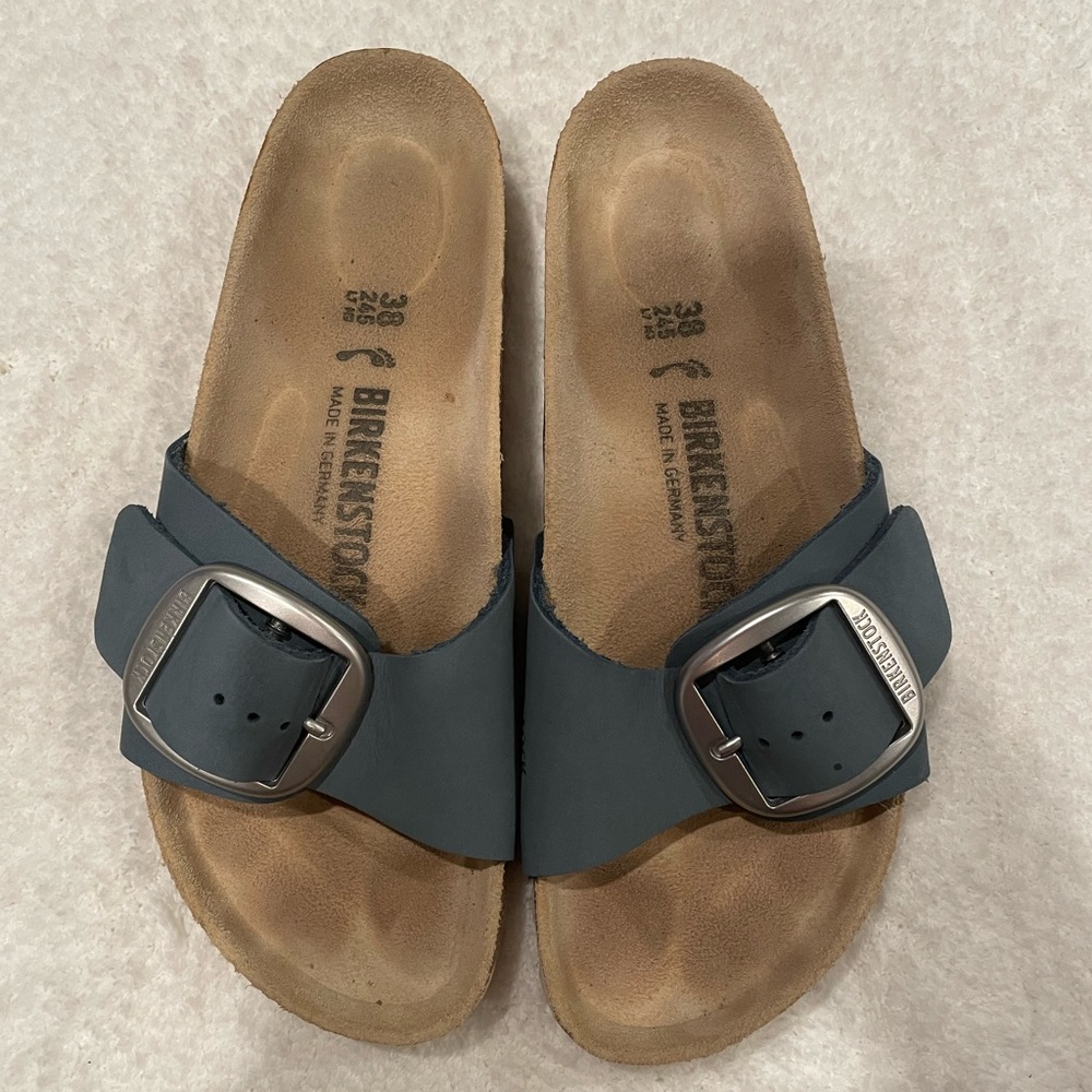 Birkenstock teal Sandals with Silver Buckle